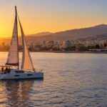 Paseo en catamarán por Málaga en invierno al atardecer